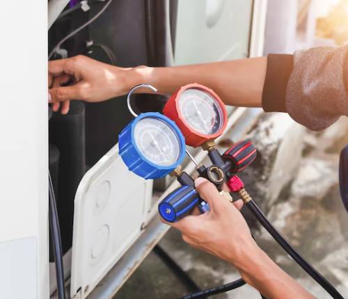 HVAC technician installing a new furnace